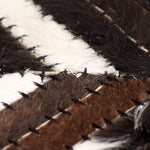 ZNTS Rug Genuine Leather Patchwork 120x170 cm Chevron Black/White 132607