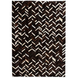 ZNTS Rug Genuine Leather Patchwork 190x290 cm Chevron Black/White 132609