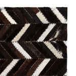 ZNTS Rug Genuine Leather Patchwork 190x290 cm Chevron Black/White 132609