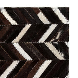 ZNTS Rug Genuine Leather Patchwork 190x290 cm Chevron Black/White 132609