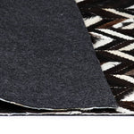 ZNTS Rug Genuine Leather Patchwork 190x290 cm Chevron Black/White 132609