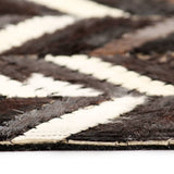 ZNTS Rug Genuine Leather Patchwork 190x290 cm Chevron Black/White 132609