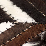 ZNTS Rug Genuine Leather Patchwork 190x290 cm Chevron Black/White 132609