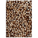 ZNTS Rug Genuine Leather Patchwork 80x150 cm Triangle Brown/White 132610