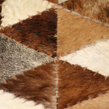 ZNTS Rug Genuine Leather Patchwork 80x150 cm Triangle Brown/White 132610