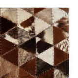 ZNTS Rug Genuine Leather Patchwork 80x150 cm Triangle Brown/White 132610