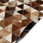 ZNTS Rug Genuine Leather Patchwork 80x150 cm Triangle Brown/White 132610