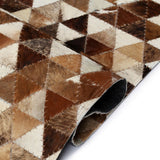 ZNTS Rug Genuine Leather Patchwork 80x150 cm Triangle Brown/White 132610