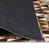 ZNTS Rug Genuine Leather Patchwork 80x150 cm Triangle Brown/White 132610