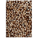 ZNTS Rug Genuine Leather Patchwork 120x170 cm Triangle Brown/White 132611