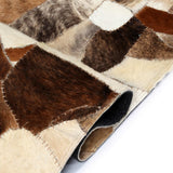 ZNTS Rug Genuine Leather Patchwork 160x230 cm Random Brown/White 132618