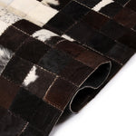 ZNTS Rug Genuine Leather Patchwork 120x170 cm Square Black/White 132623