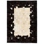 ZNTS Rug Genuine Leather Patchwork 160x230 cm Square Black/White 132624