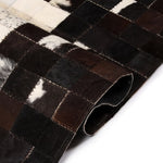 ZNTS Rug Genuine Leather Patchwork 160x230 cm Square Black/White 132624