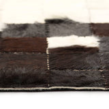 ZNTS Rug Genuine Leather Patchwork 160x230 cm Square Black/White 132624