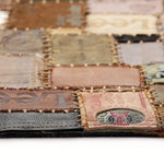 ZNTS Rug Genuine Leather Jeans Label Patchwork 80x150 cm Brown 132625