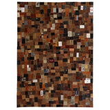 ZNTS Rug Genuine Leather Jeans Label Patchwork 120x170 cm Brown 132626