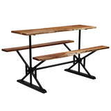 ZNTS Bar Table with Benches Solid Acacia Wood 180x50x107 cm 245378