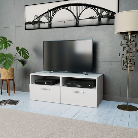ZNTS TV Cabinet Engineered Wood 95x35x36 cm White 244867