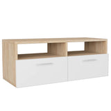 ZNTS TV Cabinet Engineered Wood 95x35x36 cm Oak and White 244869