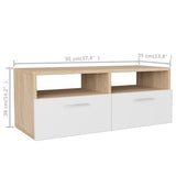 ZNTS TV Cabinet Engineered Wood 95x35x36 cm Oak and White 244869