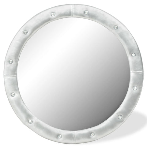 ZNTS Wall Mirror Artificial Leather 80 cm Glossy Silver 245601