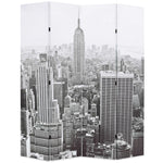 ZNTS Folding Room Divider 160x170 cm New York by Day Black and White 245858