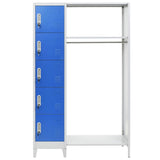 ZNTS Locker Cabinet with Coat Rack Blue and Grey 110x45x180 cm Metal 245969