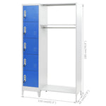 ZNTS Locker Cabinet with Coat Rack Blue and Grey 110x45x180 cm Metal 245969