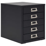 ZNTS Filing Cabinet with 5 Drawers Metal 28x35x35 cm Black 245974