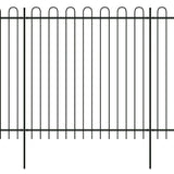 ZNTS Security Palisade Fence with Hoop Top Steel 600x200 cm Black 142798