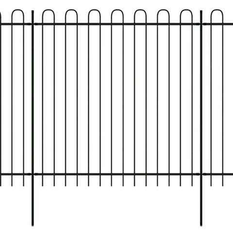 ZNTS Security Palisade Fence with Hoop Top Steel 600x200 cm Black 142798