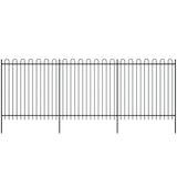 ZNTS Security Palisade Fence with Hoop Top Steel 600x200 cm Black 142798