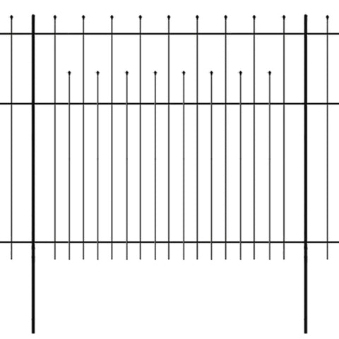 ZNTS Security Palisade Fence with Pointed Top Steel 600x175 cm Black 142802