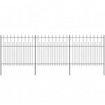 ZNTS Security Palisade Fence with Pointed Top Steel 600x175 cm Black 142802