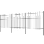 ZNTS Security Palisade Fence with Pointed Top Steel 600x175 cm Black 142802