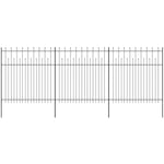 ZNTS Security Palisade Fence with Pointed Top Steel 600x200 cm Black 142803