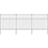 ZNTS Security Palisade Fence with Pointed Top Steel 600x200 cm Black 142803