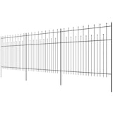 ZNTS Security Palisade Fence with Pointed Top Steel 600x200 cm Black 142803