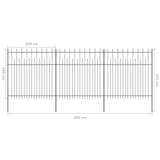 ZNTS Security Palisade Fence with Pointed Top Steel 600x200 cm Black 142803