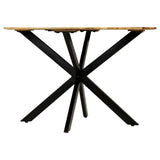 ZNTS Dining Table Solid Rough Mango Wood and Steel 120x77 cm 246013