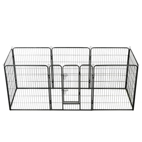ZNTS Dog Playpen 8 Panels Steel 80x100 cm Black 170574