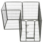 ZNTS Dog Playpen 8 Panels Steel 80x100 cm Black 170574