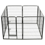 ZNTS Dog Playpen 8 Panels Steel 80x100 cm Black 170574