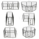 ZNTS Dog Playpen 8 Panels Steel 80x100 cm Black 170574