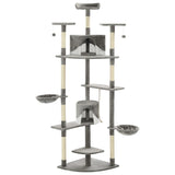 ZNTS Cat Tree with Sisal Scratching Posts 203 cm Grey and White 170529
