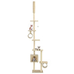 ZNTS Cat Tree with Sisal Scratching Posts 260 cm Beige 170534