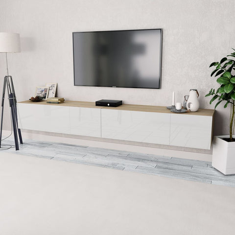 ZNTS TV Cabinets 2 pcs Chipboard 120x40x34 cm High Gloss White Oak 275114