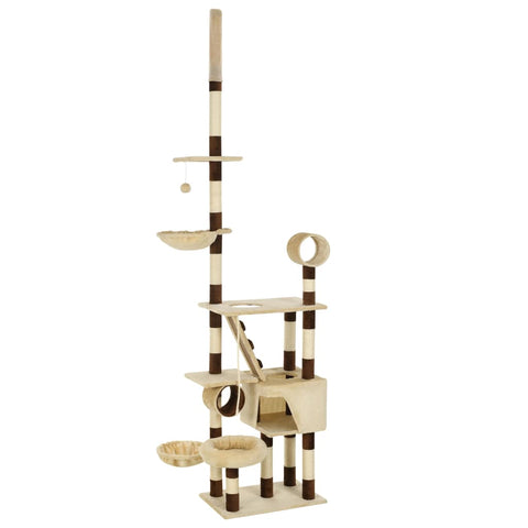 ZNTS Cat Tree with Sisal Scratching Posts 246-280 cm Beige and Brown 170622