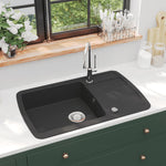 ZNTS Granite Kitchen Sink Single Basin Black 142944